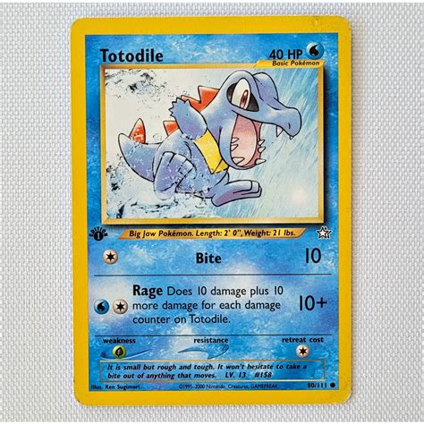 Carta Antiga Pokemon Totodile 80 111 Common 1st Edition Neo Genesis