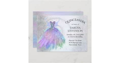 Ethereal Fairy Wing Gown Rainbow Pastel Sheen Invitation Zazzle