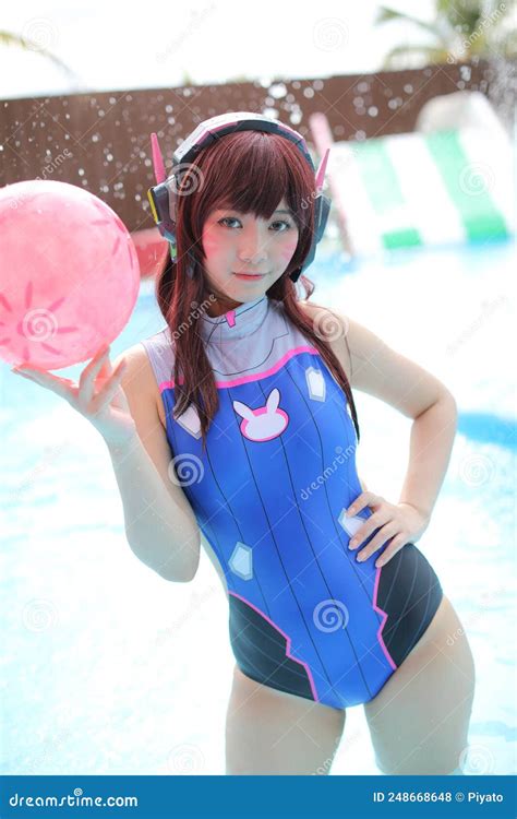 Portrait of Japan Anime Cosplay Girl with Swim Suit at Swimming Pool Stock Photo - Image of ...