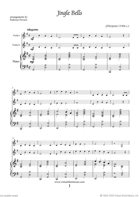 Two Violins And Piano Christmas Duet Sheet Music Carols Easy