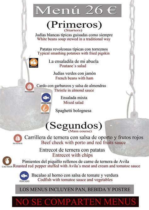 Nuestra Carta Restaurante Siglodoce Menú degustación de Ávila con