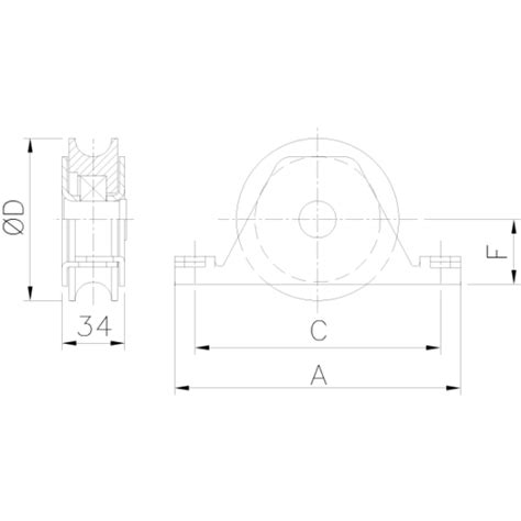 Herrajes Para Puertas Polea Canal 20 Mm U Para Encastrar