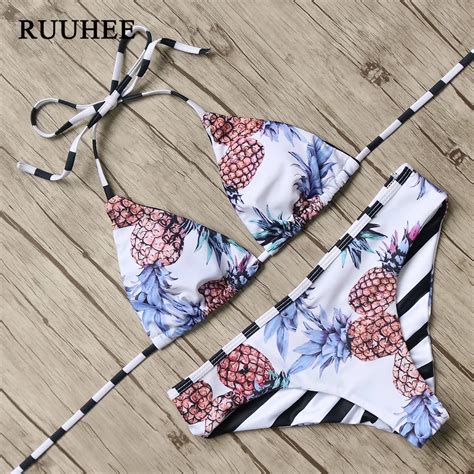 Aliexpress Buy RUUHEE Bikini 2017 Sexy Swimwear Women Pineapple