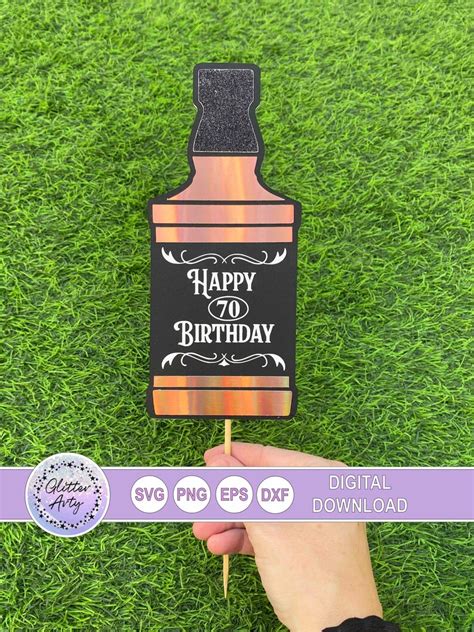 Whisky Bottle Svg Cake Topper Or Birthday Card Svg Dxf Eps Etsy