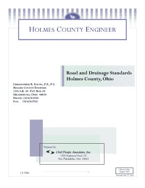 Fillable Online Co Holmes Oh Road Drainage Standards Holmes County