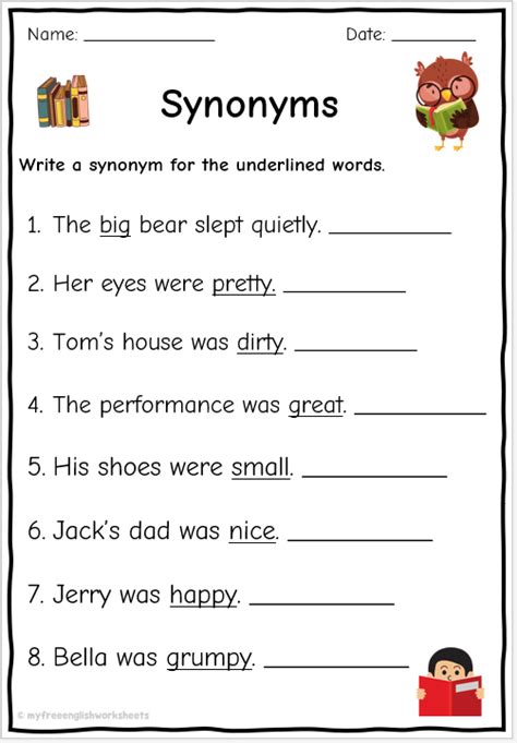 Synonym Worksheets | Free English Worksheets