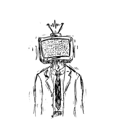 Static Tv Head Drawing By Nobodys Hero Fine Art America