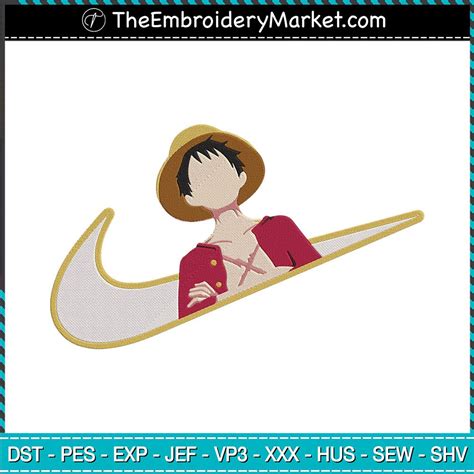 Nike x Monkey D Luffy Embroidery Designs File, Nike Machine Embroidery Designs, Embroidery PES ...