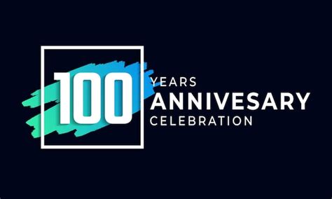 Celebrazione Dellanniversario Di 100 Anni Con Pennello Blu E Simbolo