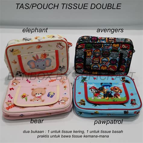 Jual Tas Dompet Pouch Tissue Karakter Double Untuk Tissue Kering Dan