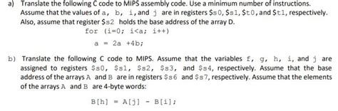 Solved A Translate The Following C Code To MIPS Assembly Chegg