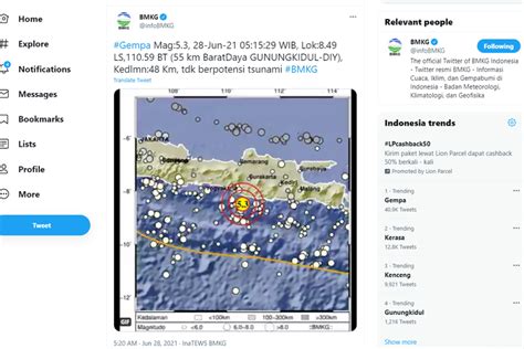 Gempa M Di Gunungkidul Yogyakarta Terasa Di Beberapa Wilayah