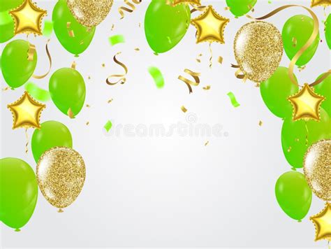 Birthday Card With Green Balloons Happy Birthday Stock Vector