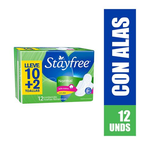 TOALLA SANITARIA STAYFREE NORMAL C ALAS 12UND