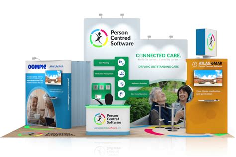 Colourful 7mx3m Exhibition Stand For Person Centred Software