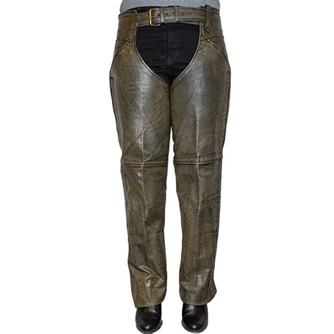 Open Road Womens Distressed Brown Leather Chaps Boutique Of