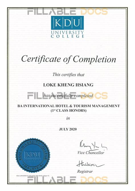 Fake Certificate From Kdu University Template