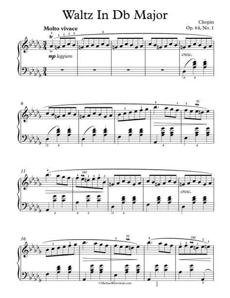 Free Piano Sheet Music Waltz In Db Major Op 64 No 1 Chopin Michael Kravchuk