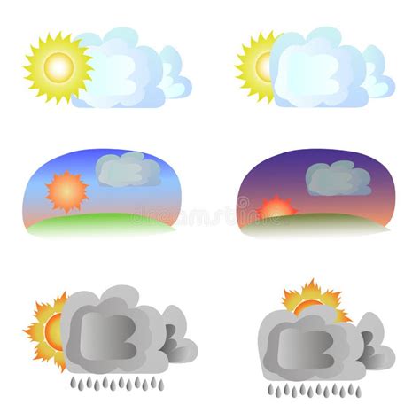 Seis Varia Es Do Tempo Sol E Nuvens Ilustra O Stock Ilustra O De