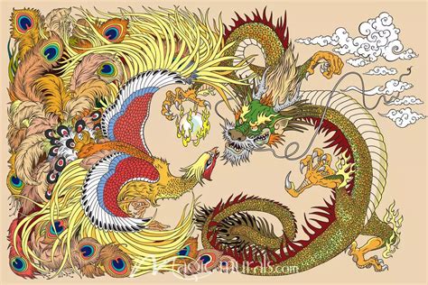 Chinese Dragon and Phoenix Wallpaper Mural by Magic Murals