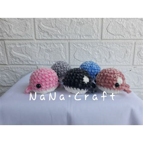 Jual Pre Order Gantungan Kunci Rajut Amigurumi Paus Velvet Whale