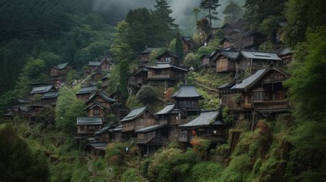 Hillside Of Japanese Homes Background A Village That Looks Like