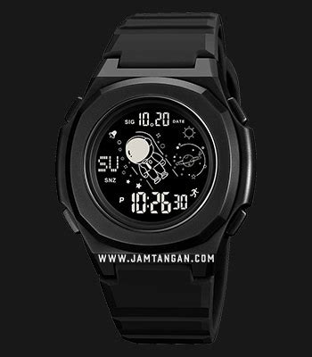 SKMEI 2024BKBK Men Digital Dial Black Rubber Strap Jamtangan