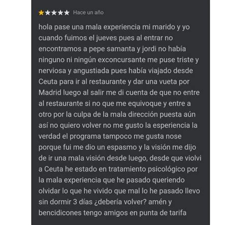 La desconcertante reseña de una clienta de un restaurante de