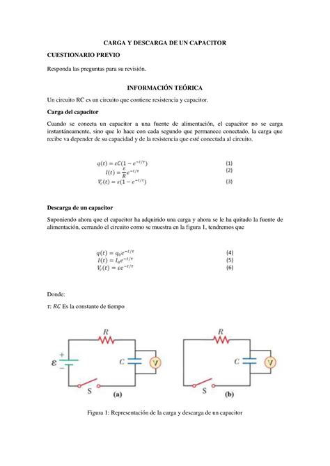 Carga Y Descarga De Un Capacitor Carga Y Descarga De Un Capacitor