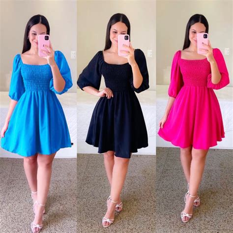 Vestido Curto Manga Bufante Saia Rodada Princesa Shopee Brasil