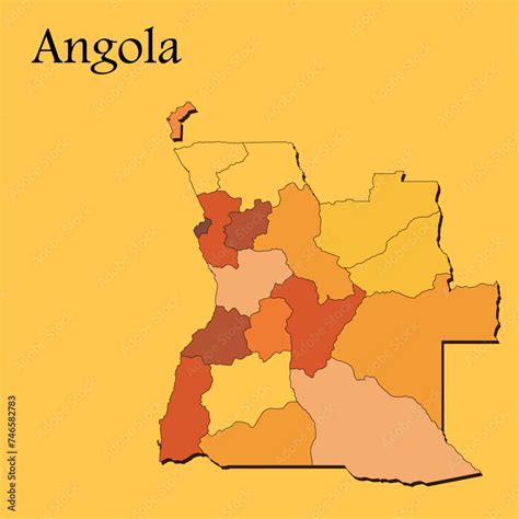 National Map Of Angola Map Vector With Regions And Cities Lines And