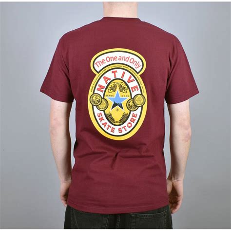 Native One And Only Skate T Shirt Burgundy Skate Clothing From Native Skate Store Uk