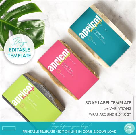 Editable Neon Bar Soap Label Template Printable Bold Soap Etsy Kraft