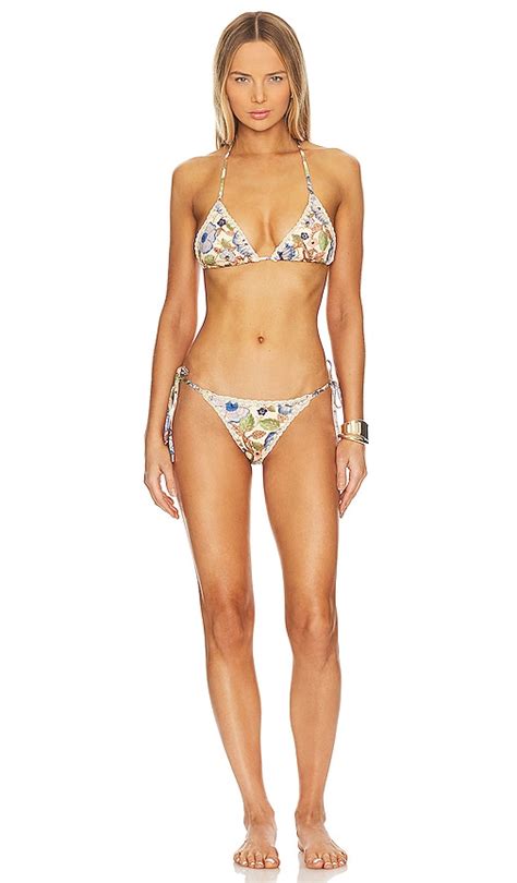 Zimmermann Junie Crochet Bikini Set In Ivory Blue Floral REVOLVE