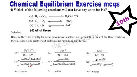 Class Chemistry Chapter Chemical Equilibrium Solved Exercise Mcqs