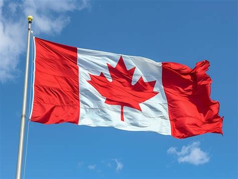 Canadian Flag Waving in the Wind on a Sunny Day | Premium AI-generated ...