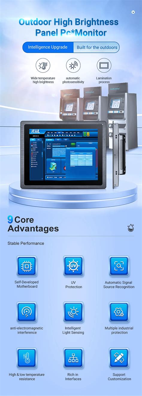 Open Frame Sunlight Outdoor Highlight Touchscreen Display Monitor With ...