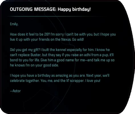 Outgoing Message Happy Birthday Mass Effect Andromeda Wiki