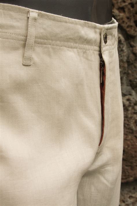 Mens Linen Natural Khaki Dress Pants Island Importer