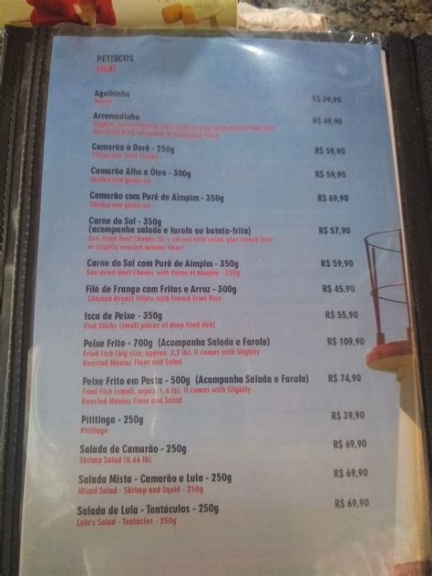 Menu Em Bar Recanto Da Lua Cheia Salvador