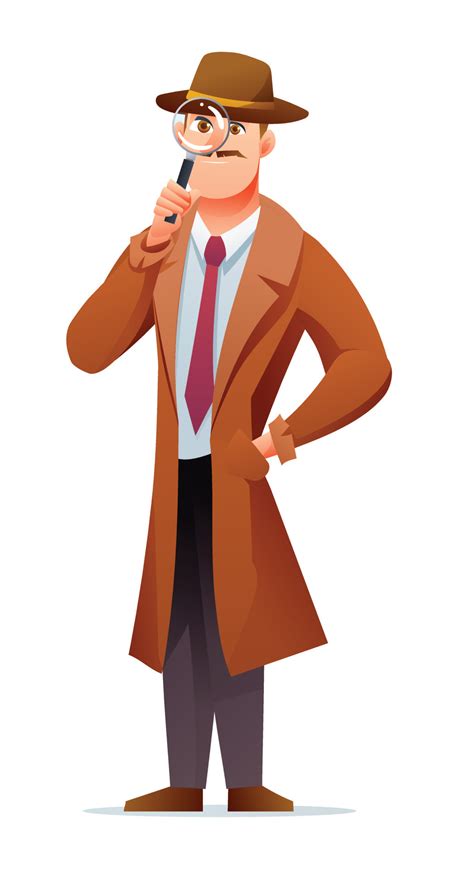 Detective bring a magnifying glass cartoon character 20576718 Vector ...