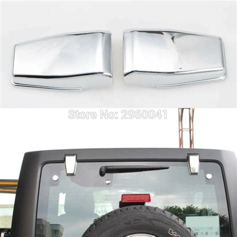 2pcs Chrome Abs Liftgate Rear Door Window Glass Hinge Covers Exterior Trim For Jeep Wrangler