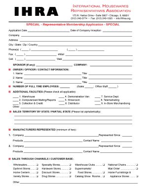 Fillable Online Ihra Representatives Association Fax Email Print