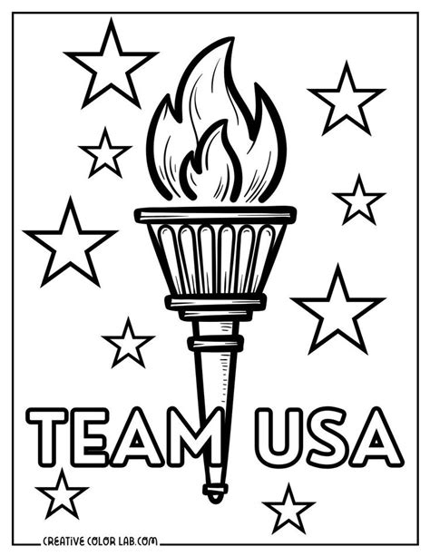 Team USA olympic torch coloring sheet. in 2024