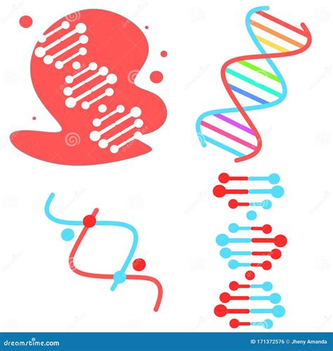 Dna Spirals Violet And Turquoise Color Icons Set Deoxyribonucleic Nucleic Acid Helix