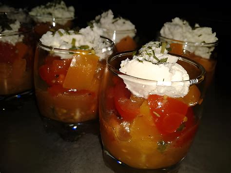 Recette De Verrine Idéal Pour Lapéro Tomates Poivrons Et Chévre