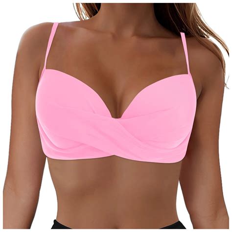 Hessimy Women Underwire Bikini Top Only Push Up Bathing Suit Top Padded Swim Bra