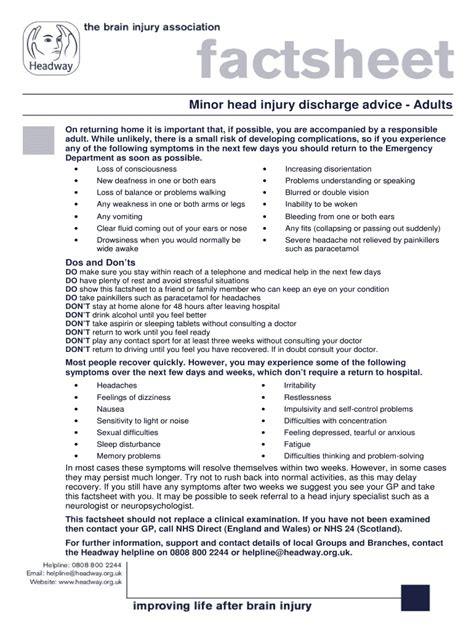 Head Injury Discharge Instructions Pdf Fill Out Sign Online Dochub