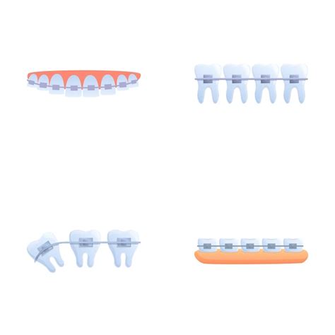 Premium Vector Bite Correction Icons Set Cartoon Vector Orthodontic