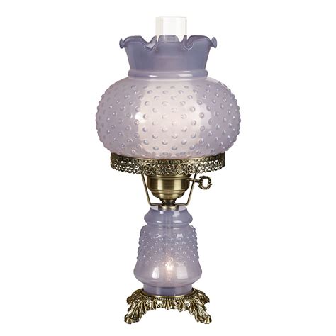 Mindy Hobnail Glass Table Lamp Periwinkle Blue Shade Handcrafted Globe Blown By Hand